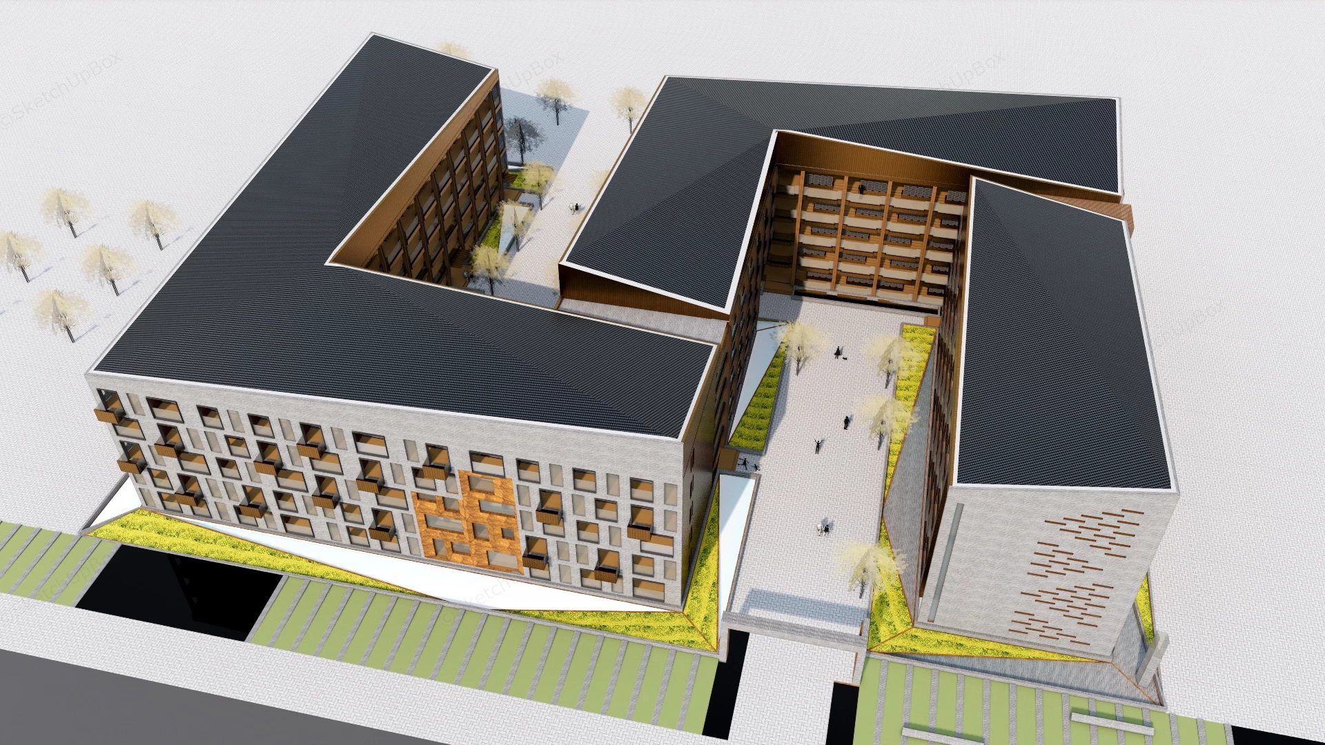 Urban Apartment Building Facade sketchup model preview - SketchupBox