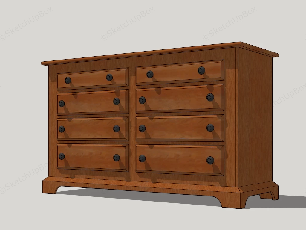 Natural Wood Dresser sketchup model preview - SketchupBox