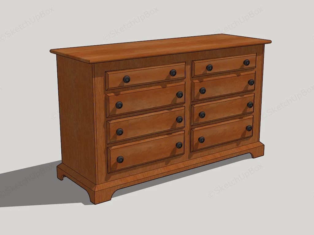 Natural Wood Dresser sketchup model preview - SketchupBox