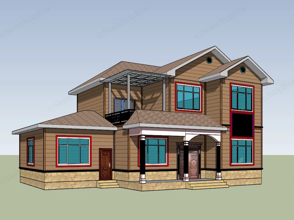2 Story House sketchup model preview - SketchupBox