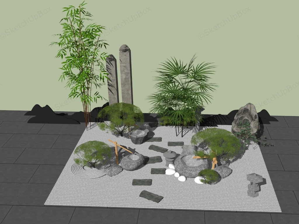 Zen Garden Decor sketchup model preview - SketchupBox