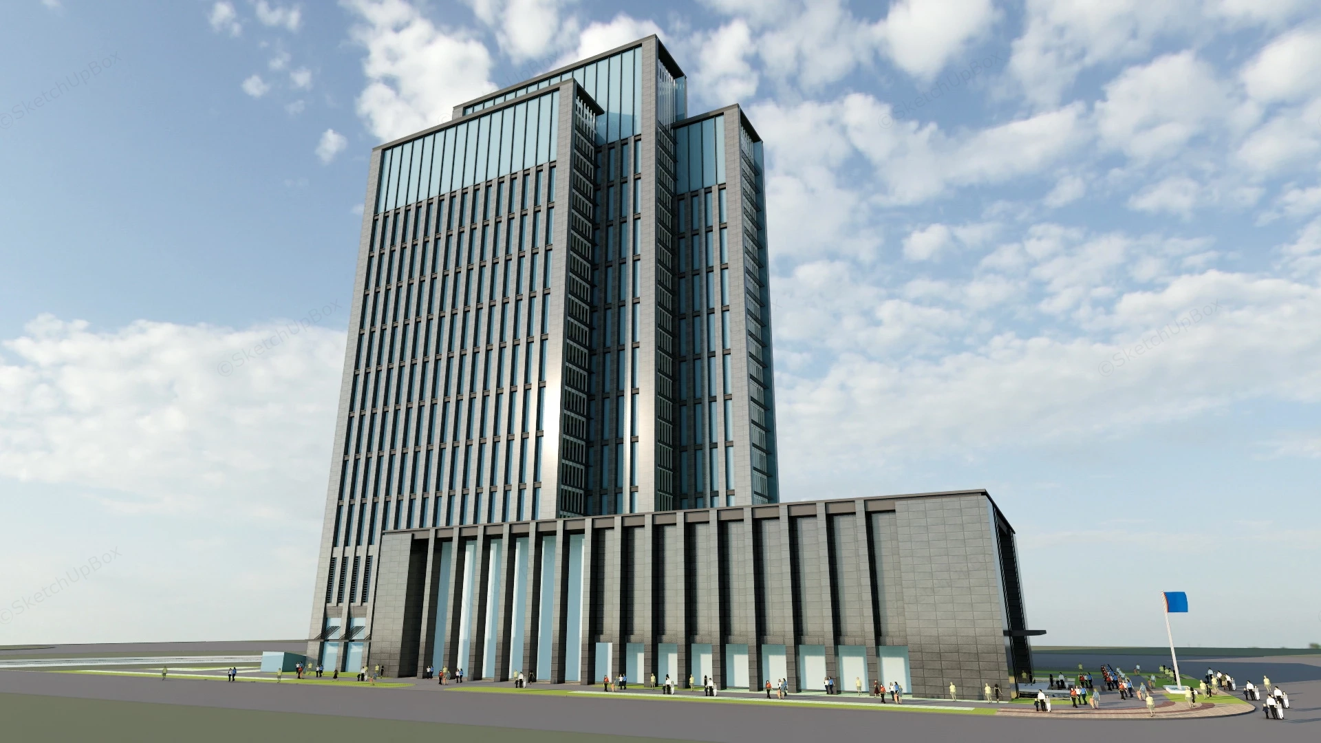 Modern Bank Architecture sketchup model preview - SketchupBox