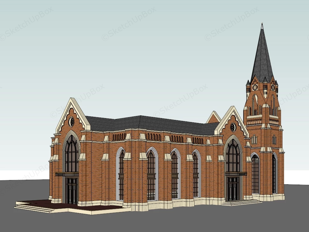 Medieval Church Architecture sketchup model preview - SketchupBox