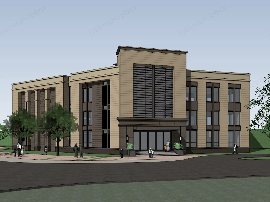 Nursery School Building sketchup model preview - SketchupBox