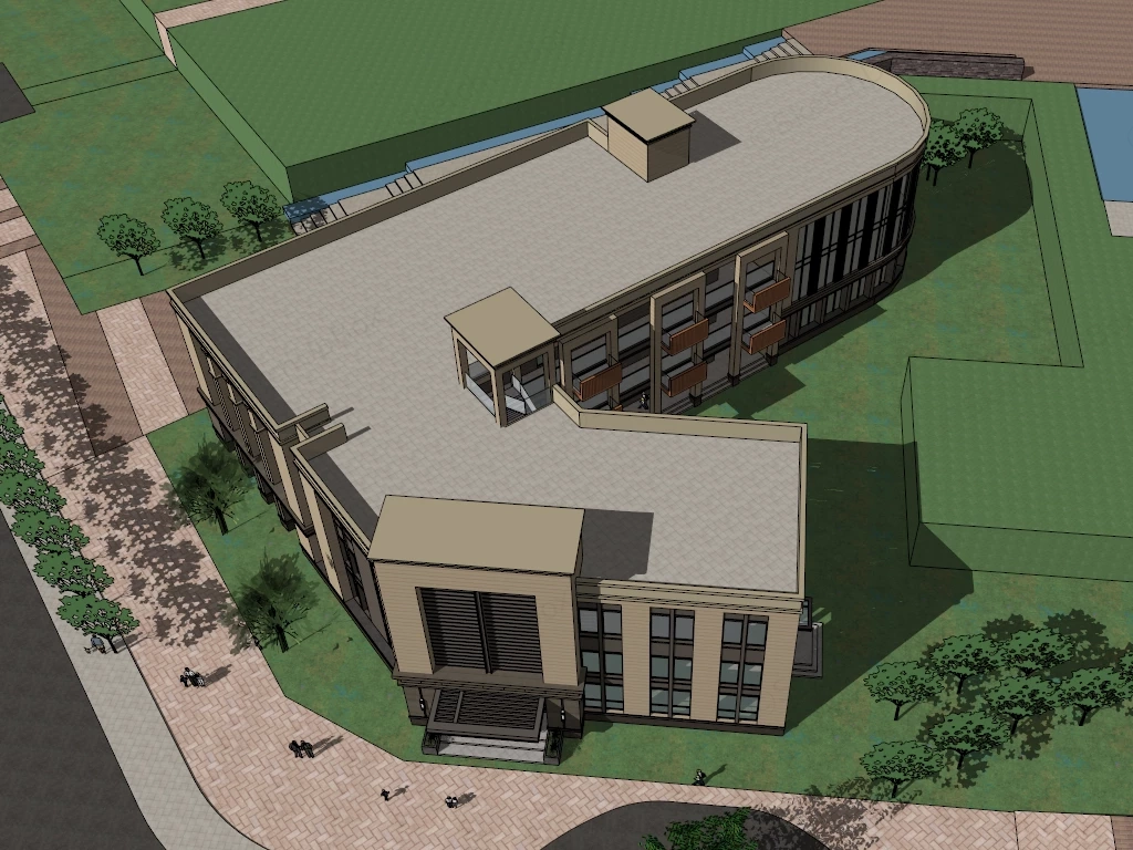 Nursery School Building sketchup model preview - SketchupBox