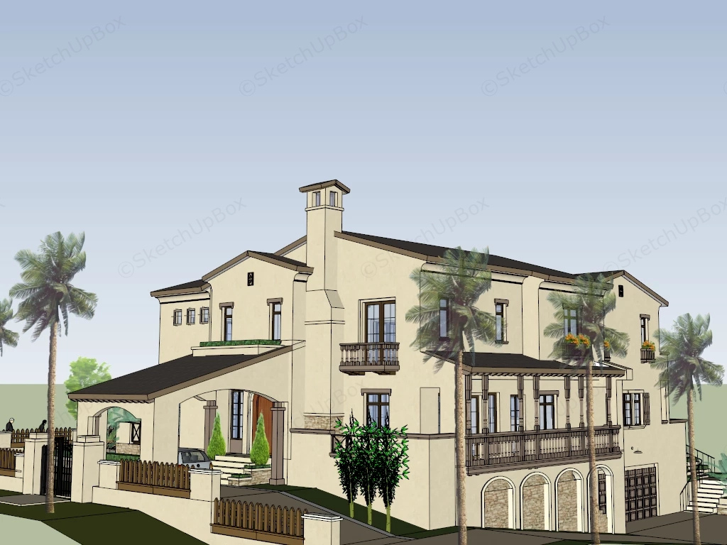 Mediterranean Style House Exterior sketchup model preview - SketchupBox