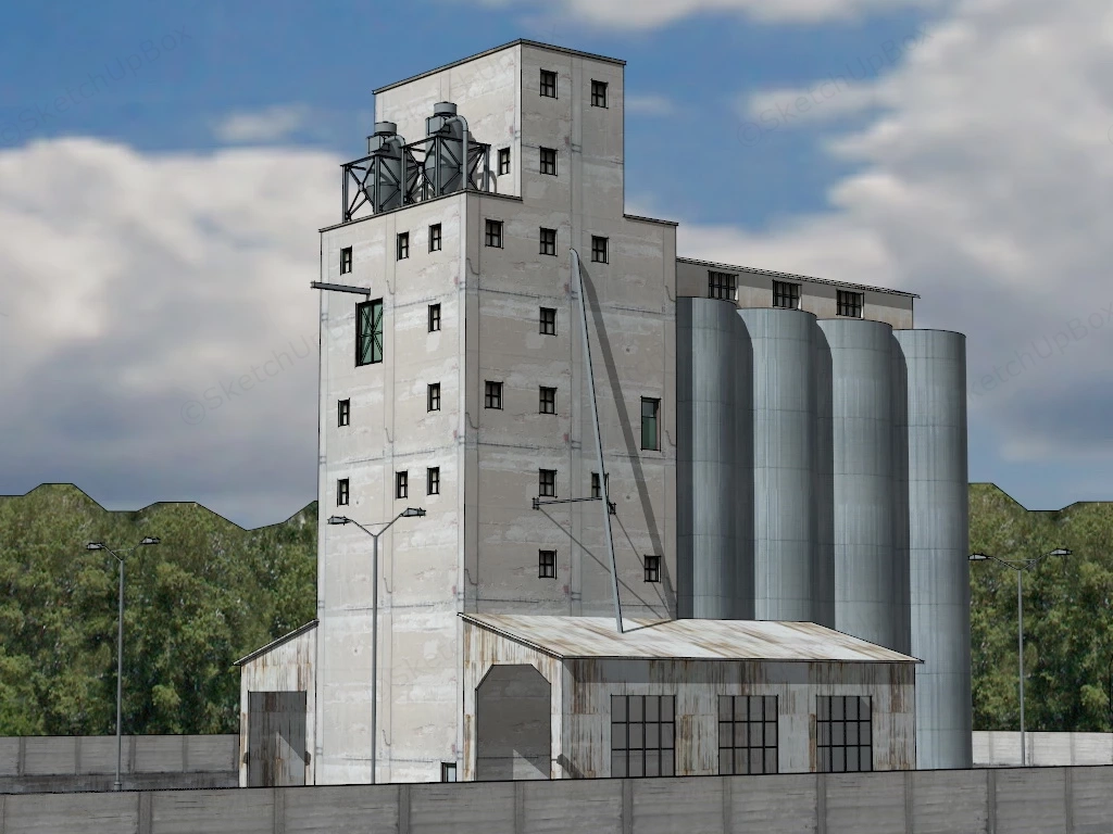 Concrete Silo Building sketchup model preview - SketchupBox