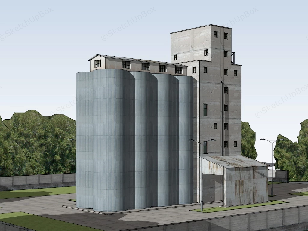 Concrete Silo Building sketchup model preview - SketchupBox