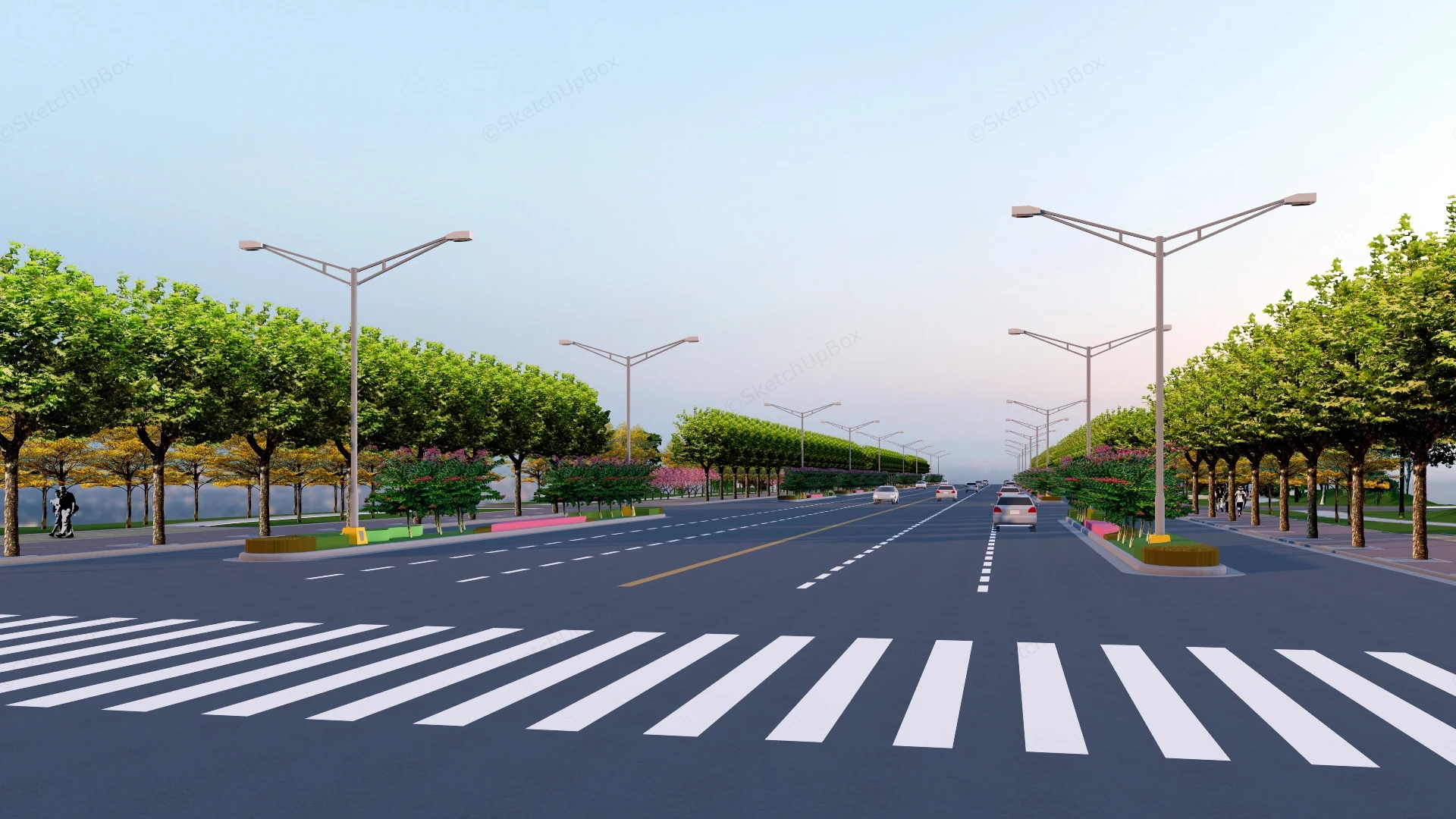 Urban Streetscape Design sketchup model preview - SketchupBox