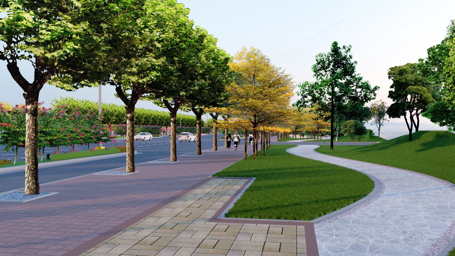 Urban Streetscape Design sketchup model preview - SketchupBox