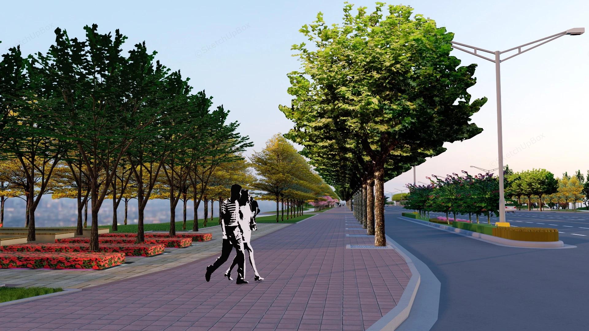 Urban Streetscape Design sketchup model preview - SketchupBox