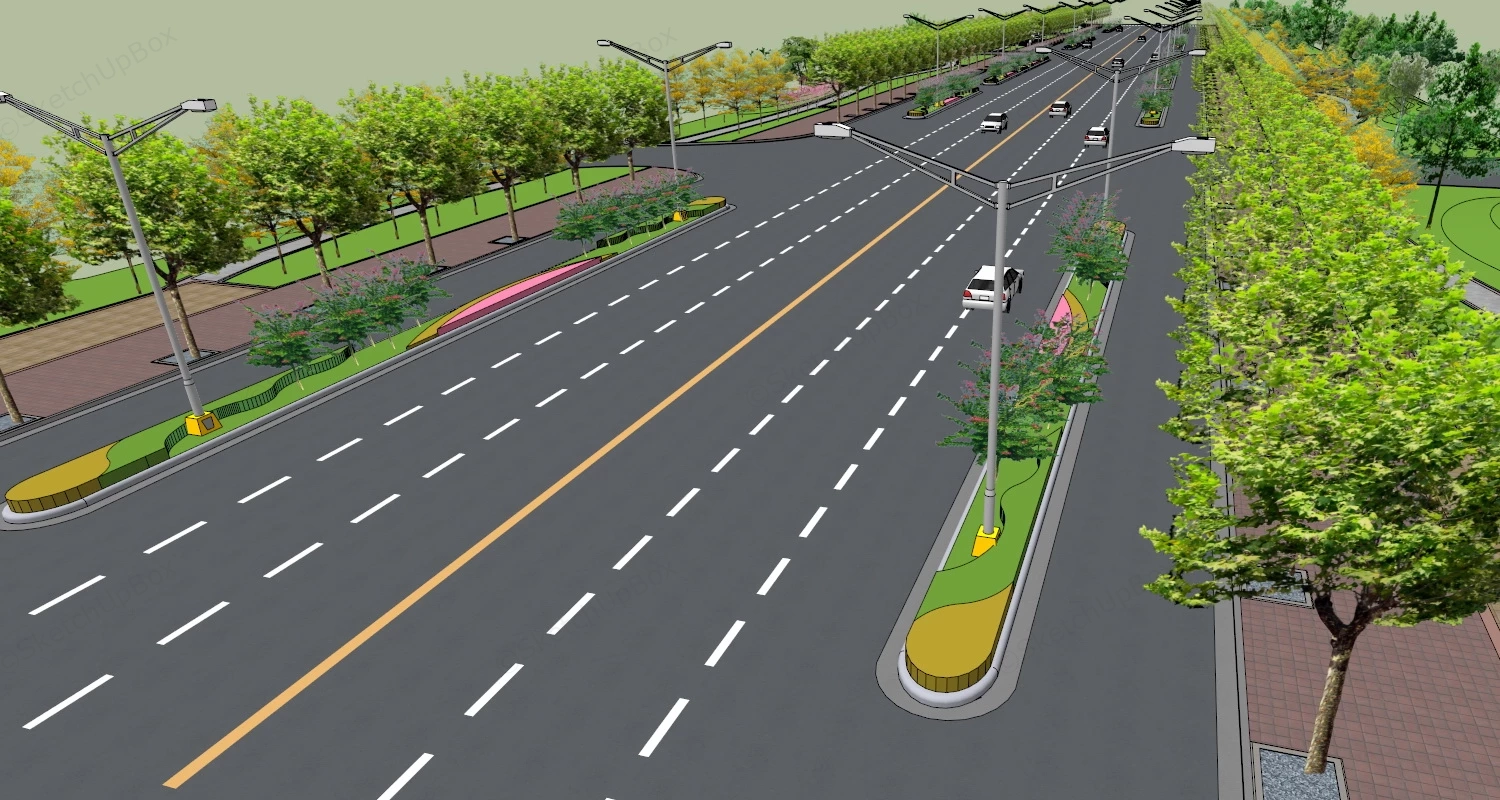 Urban Streetscape Design sketchup model preview - SketchupBox