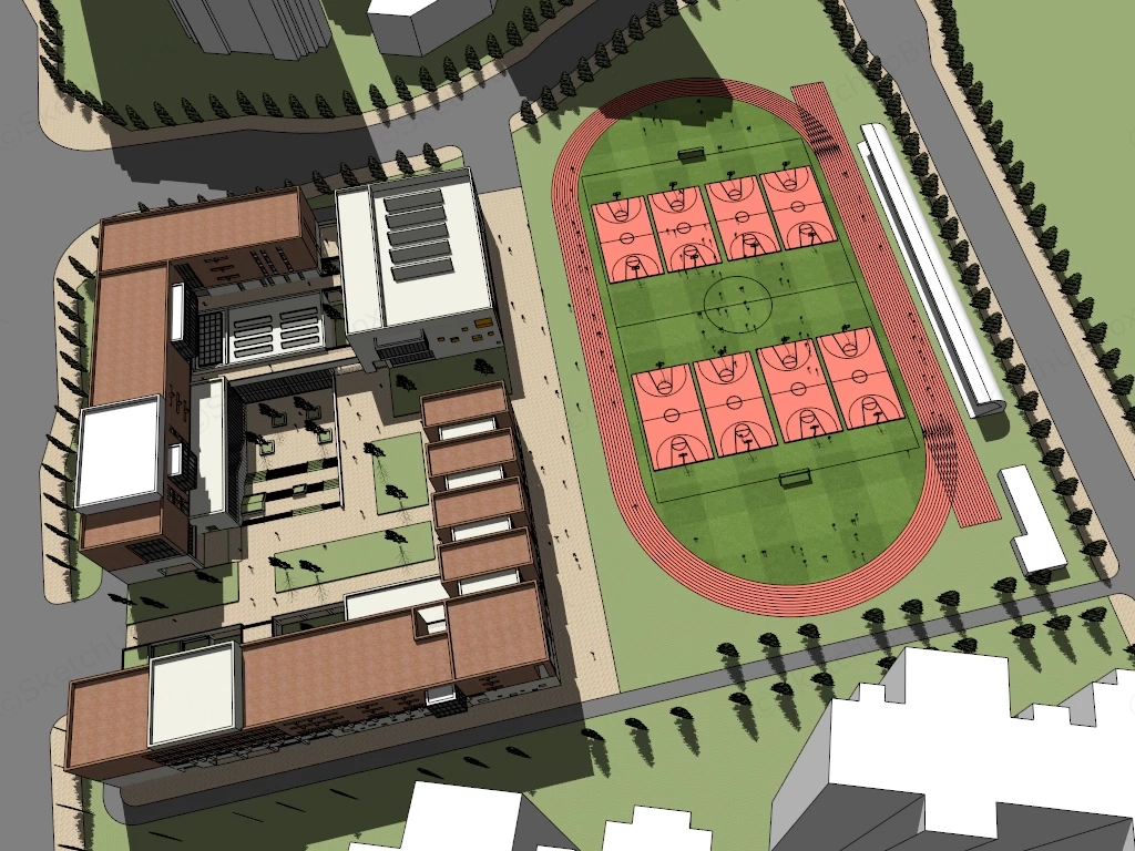 Middle School Building Design sketchup model preview - SketchupBox
