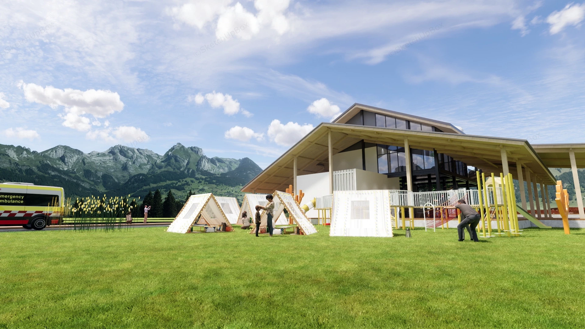 Mountain National Park Campground sketchup model preview - SketchupBox