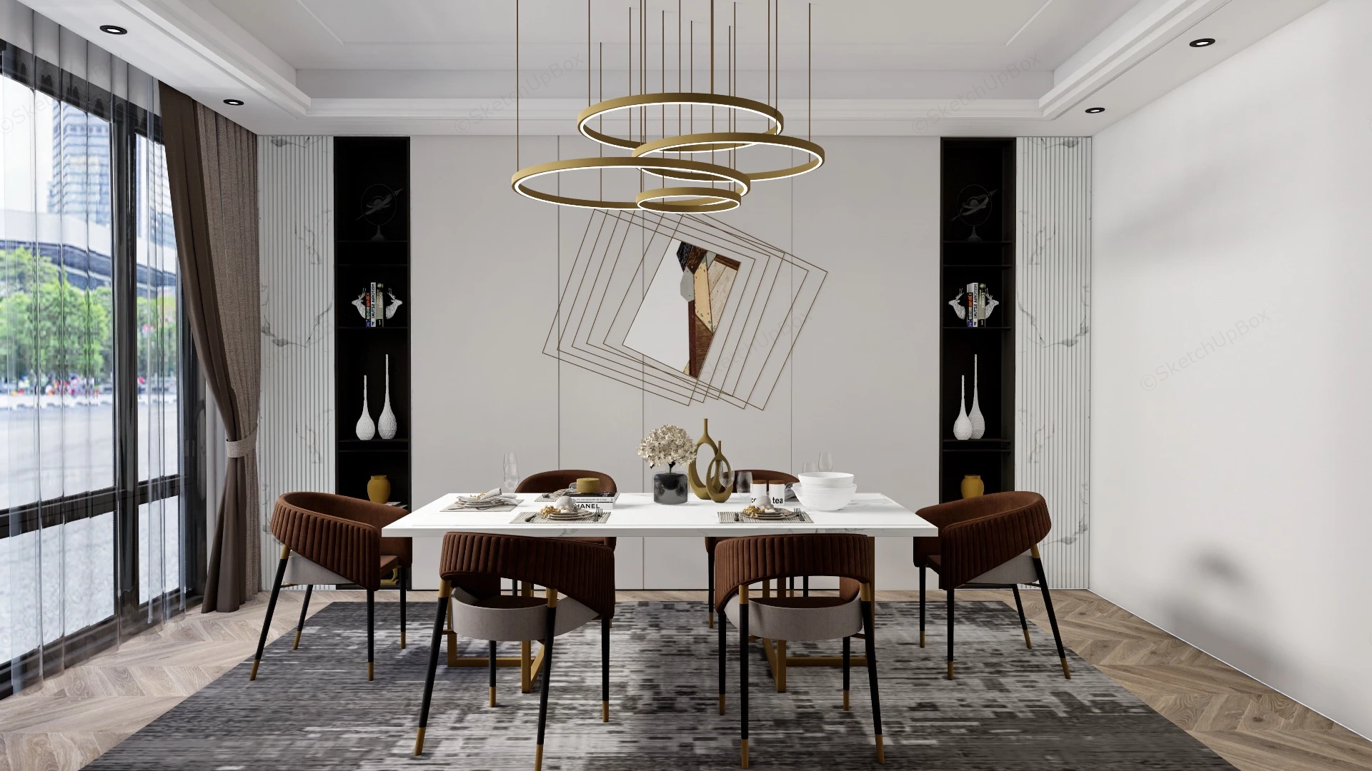 Modern Contemporary Dining Room sketchup model preview - SketchupBox