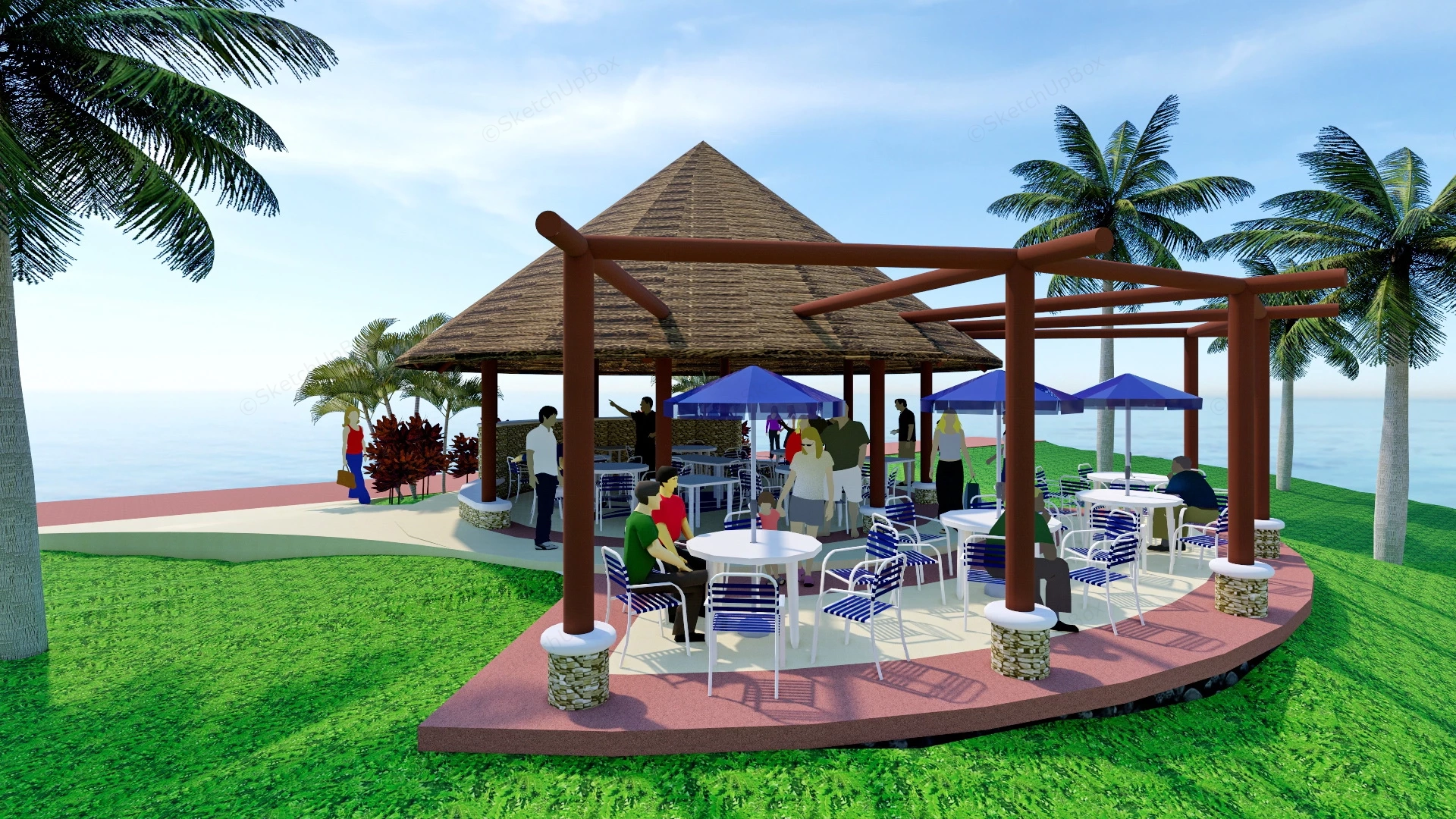 Tropical Beach Pavilion sketchup model preview - SketchupBox
