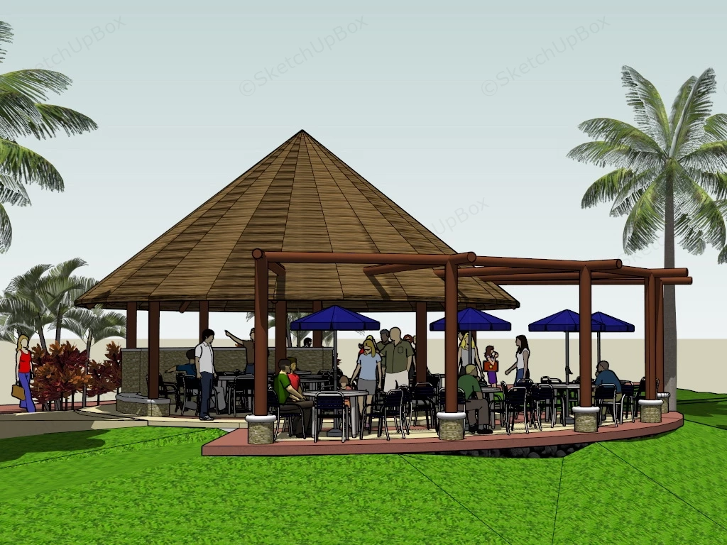 Tropical Beach Pavilion sketchup model preview - SketchupBox