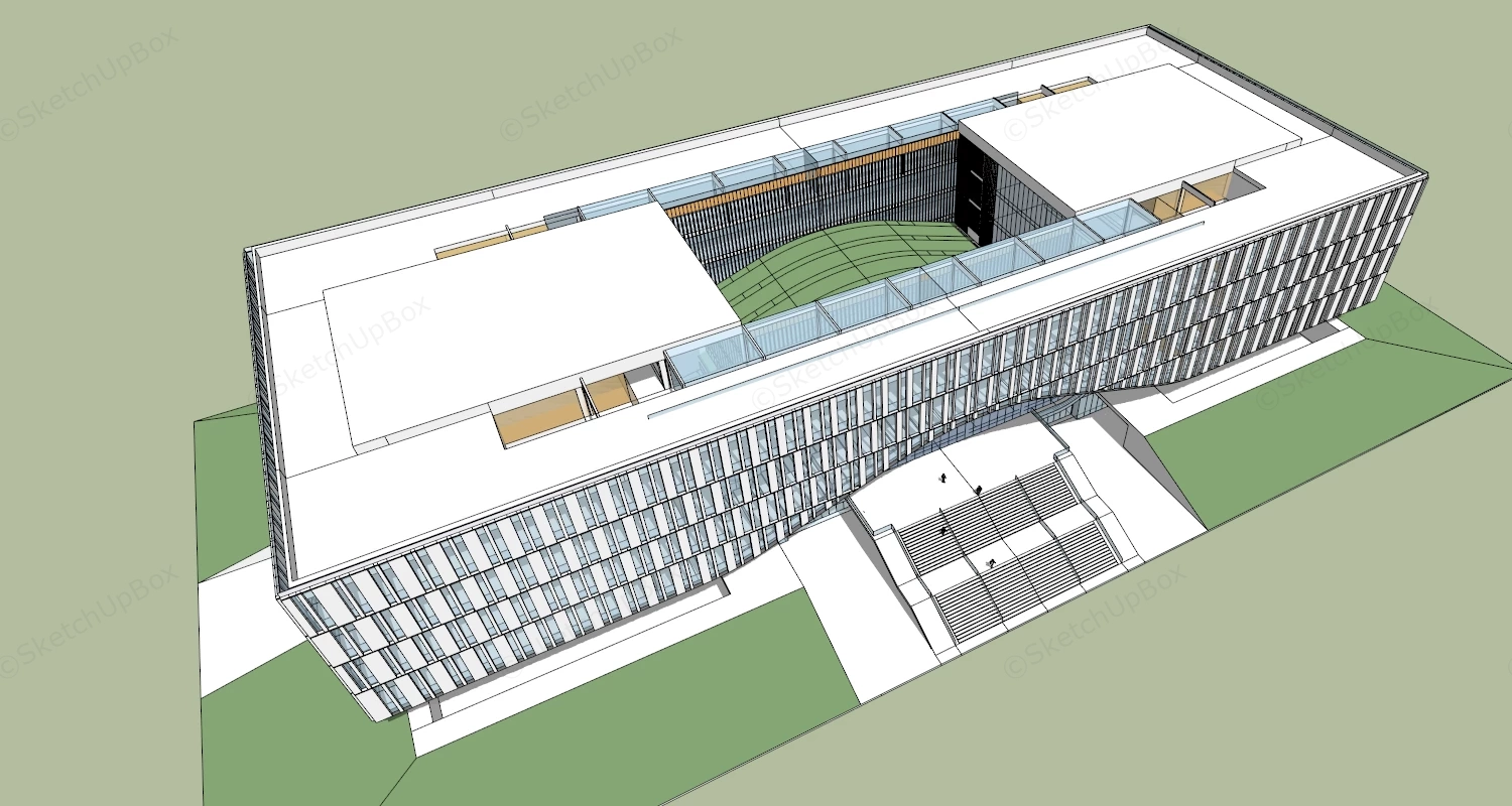 Modern Library Exterior sketchup model preview - SketchupBox