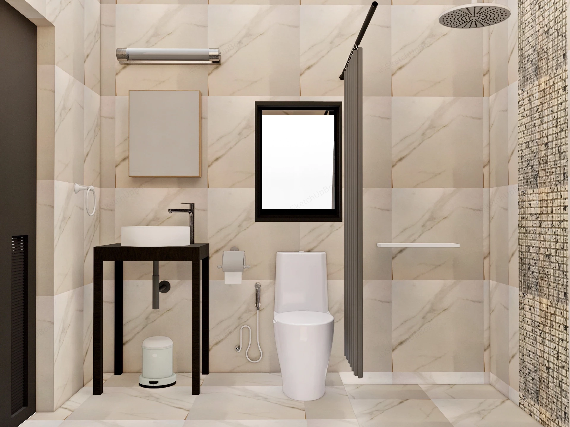 Small Bathroom With Shower sketchup model preview - SketchupBox
