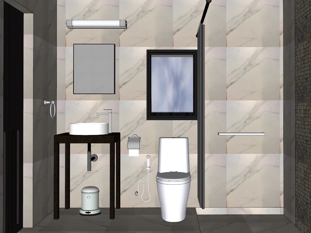 Small Bathroom With Shower sketchup model preview - SketchupBox