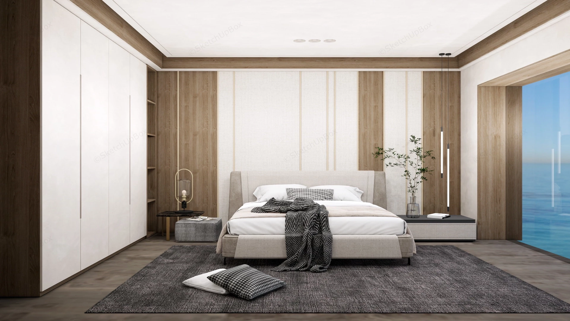 Modern Zen Bedroom sketchup model preview - SketchupBox