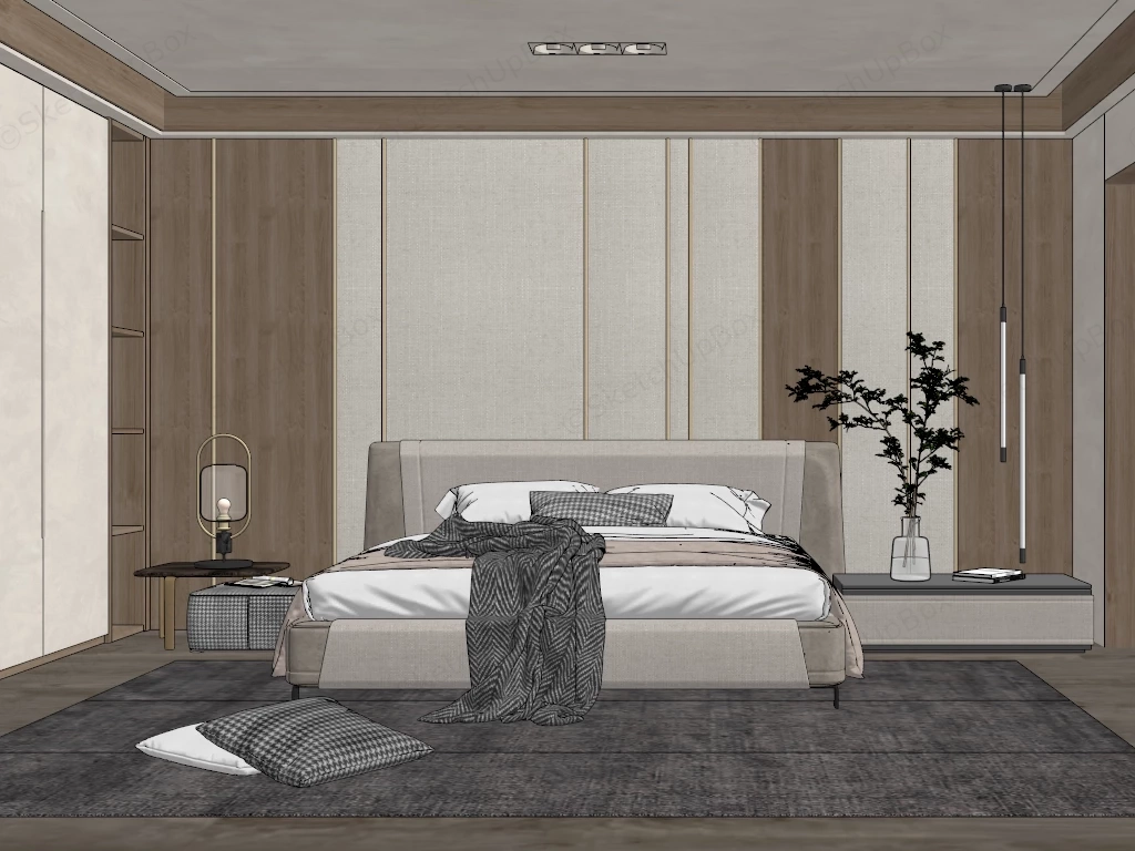 Modern Zen Bedroom sketchup model preview - SketchupBox