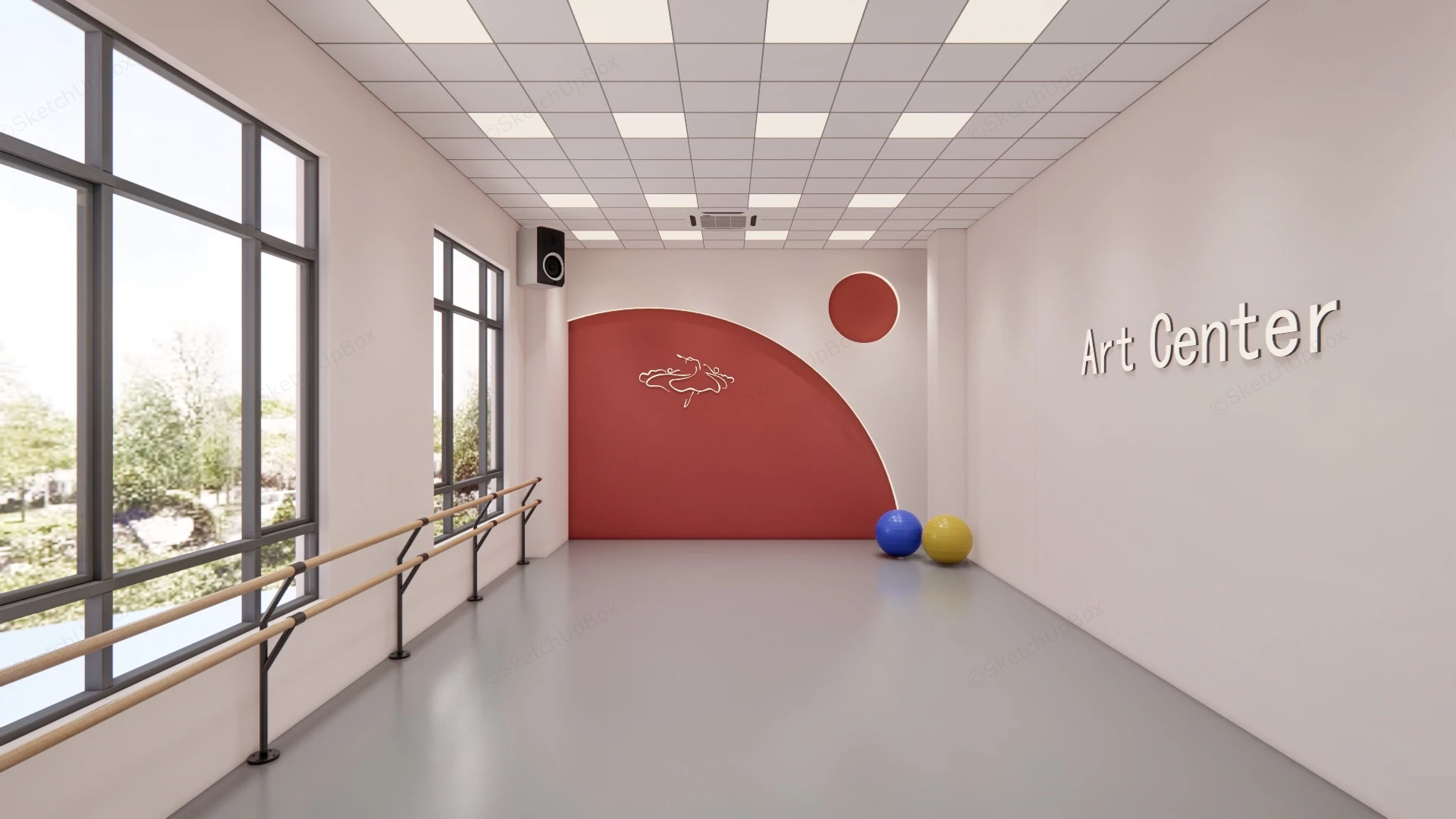 Dance Or Ballet Studio Interior sketchup model preview - SketchupBox