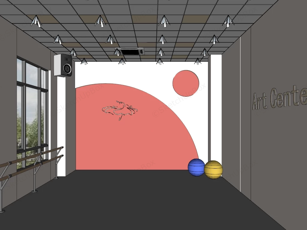 Dance Or Ballet Studio Interior sketchup model preview - SketchupBox