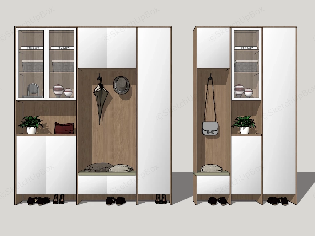 Multi Functional Hall Tree Cabient sketchup model preview - SketchupBox