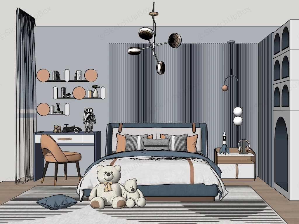 Teenage Boy Room Decor sketchup model preview - SketchupBox