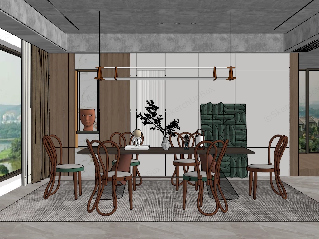 Aesthetic Dining Room Idea sketchup model preview - SketchupBox