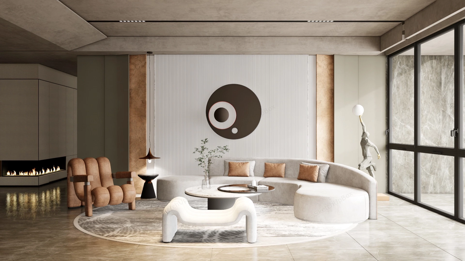 Soothing Living Room sketchup model preview - SketchupBox