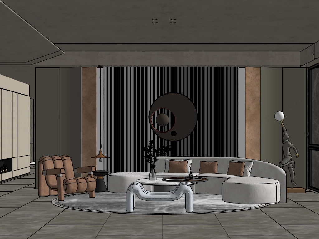Soothing Living Room sketchup model preview - SketchupBox