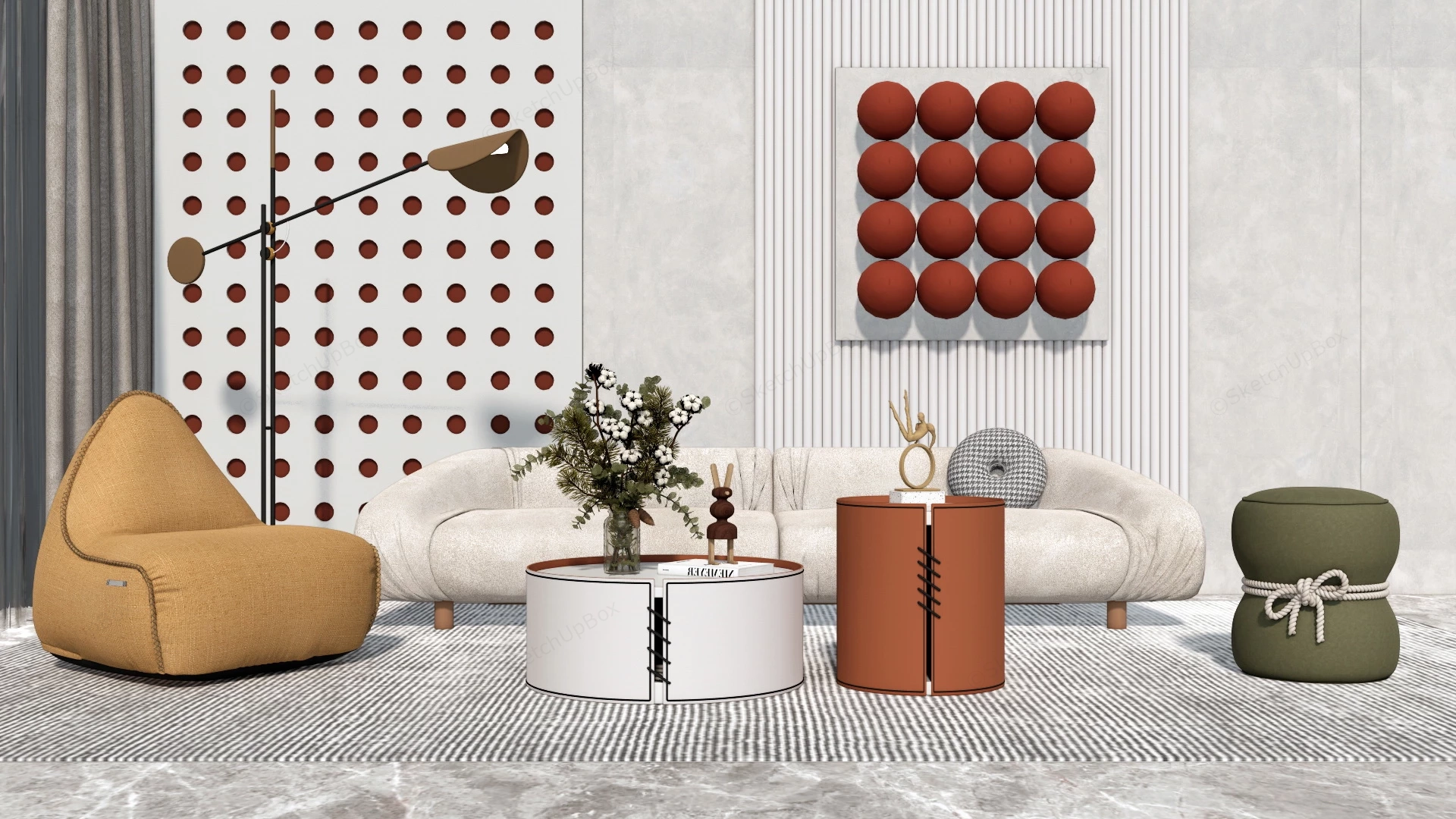 Informal Living Room sketchup model preview - SketchupBox