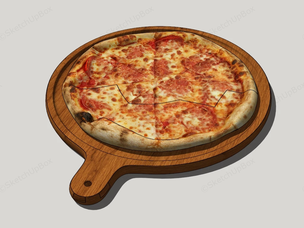 Pizza On Wood Plate sketchup model preview - SketchupBox