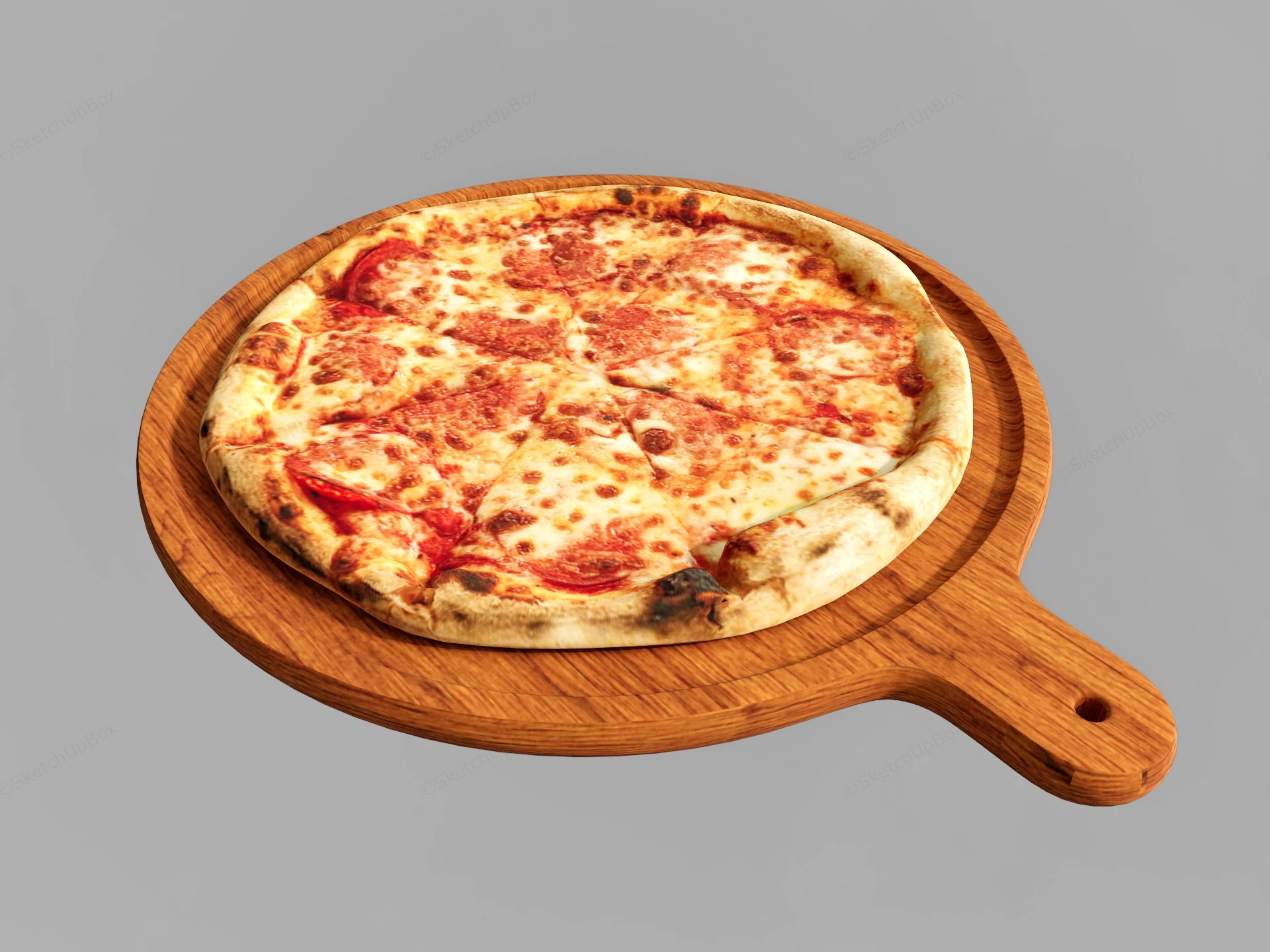 Pizza On Wood Plate sketchup model preview - SketchupBox