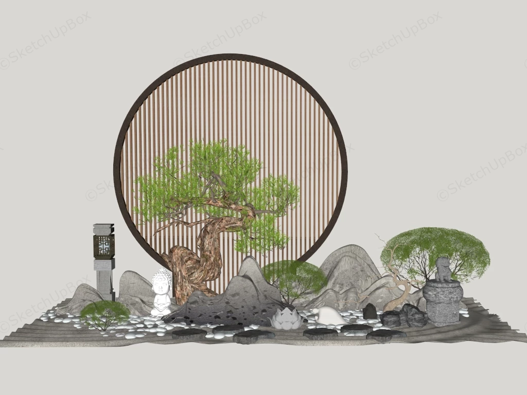 Small Zen Rock Garden sketchup model preview - SketchupBox