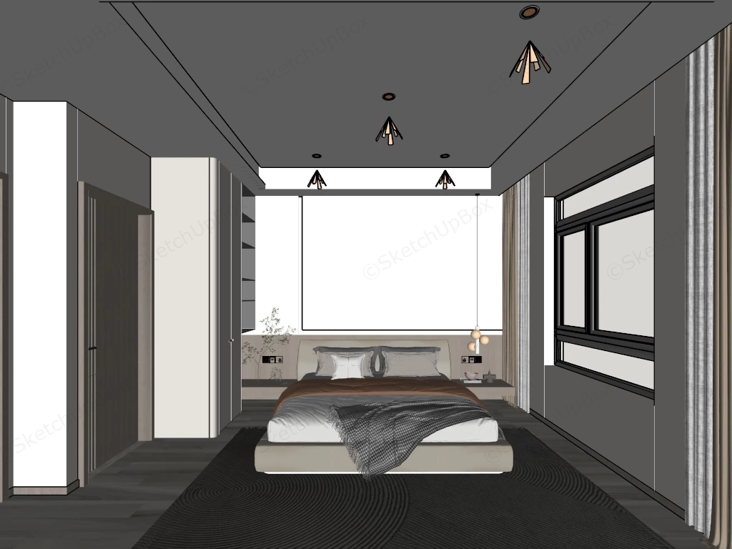 Neutral Guest Bedroom sketchup model preview - SketchupBox
