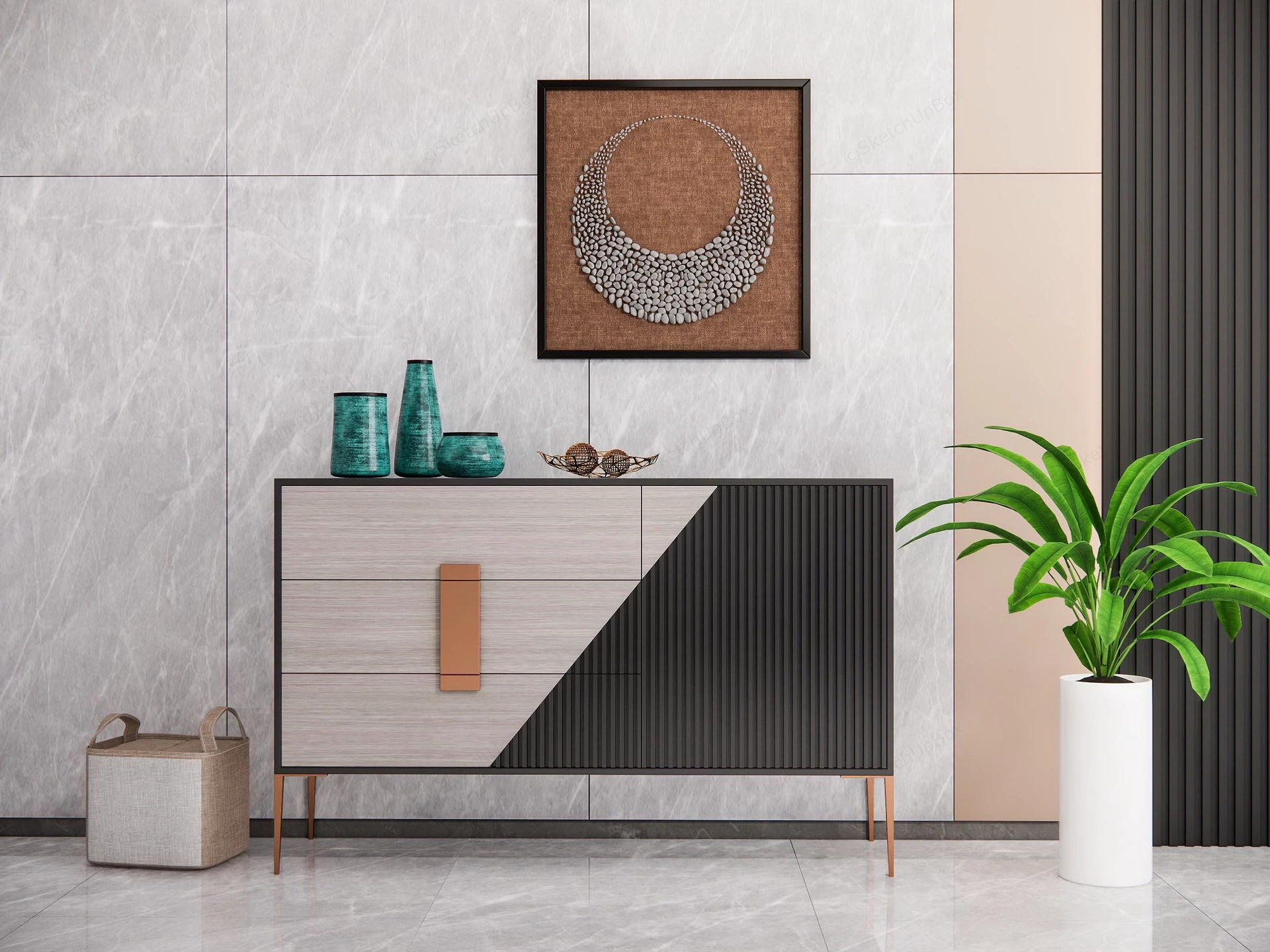 Modern Living Room Accent Cabinet sketchup model preview - SketchupBox