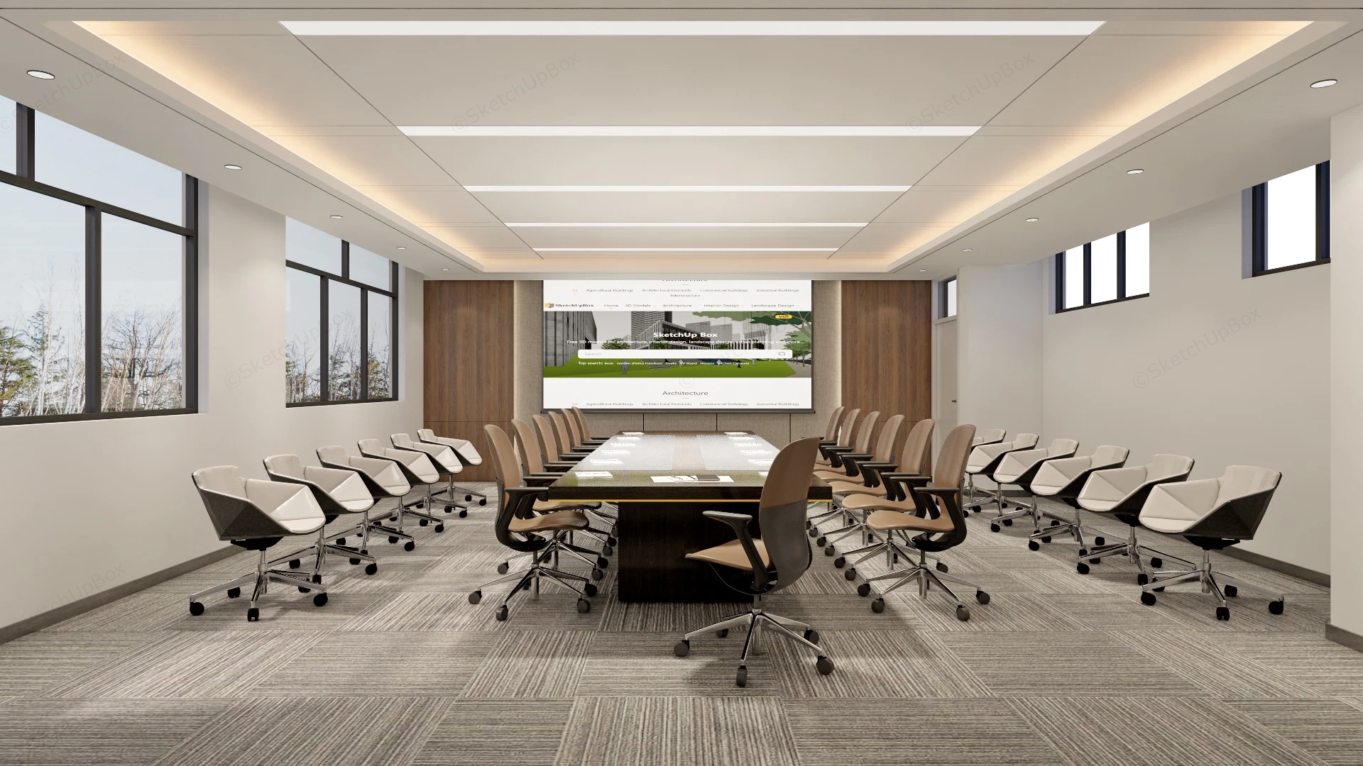 Executive Conference Room Design sketchup model preview - SketchupBox