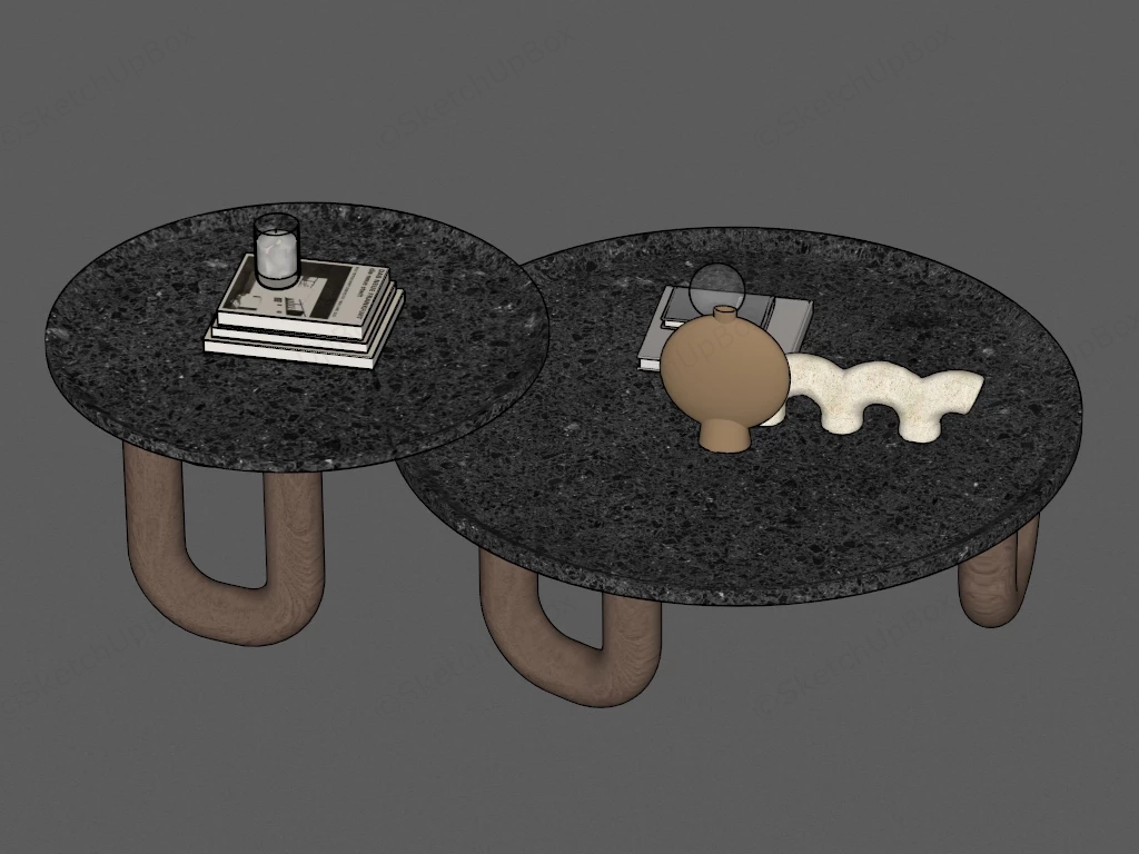 Round Nesting Coffee Table Set sketchup model preview - SketchupBox