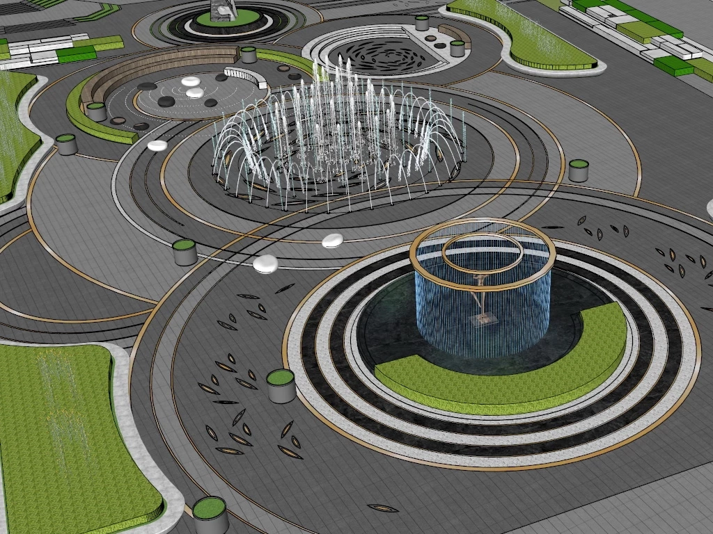 Plaza Fountain Design sketchup model preview - SketchupBox