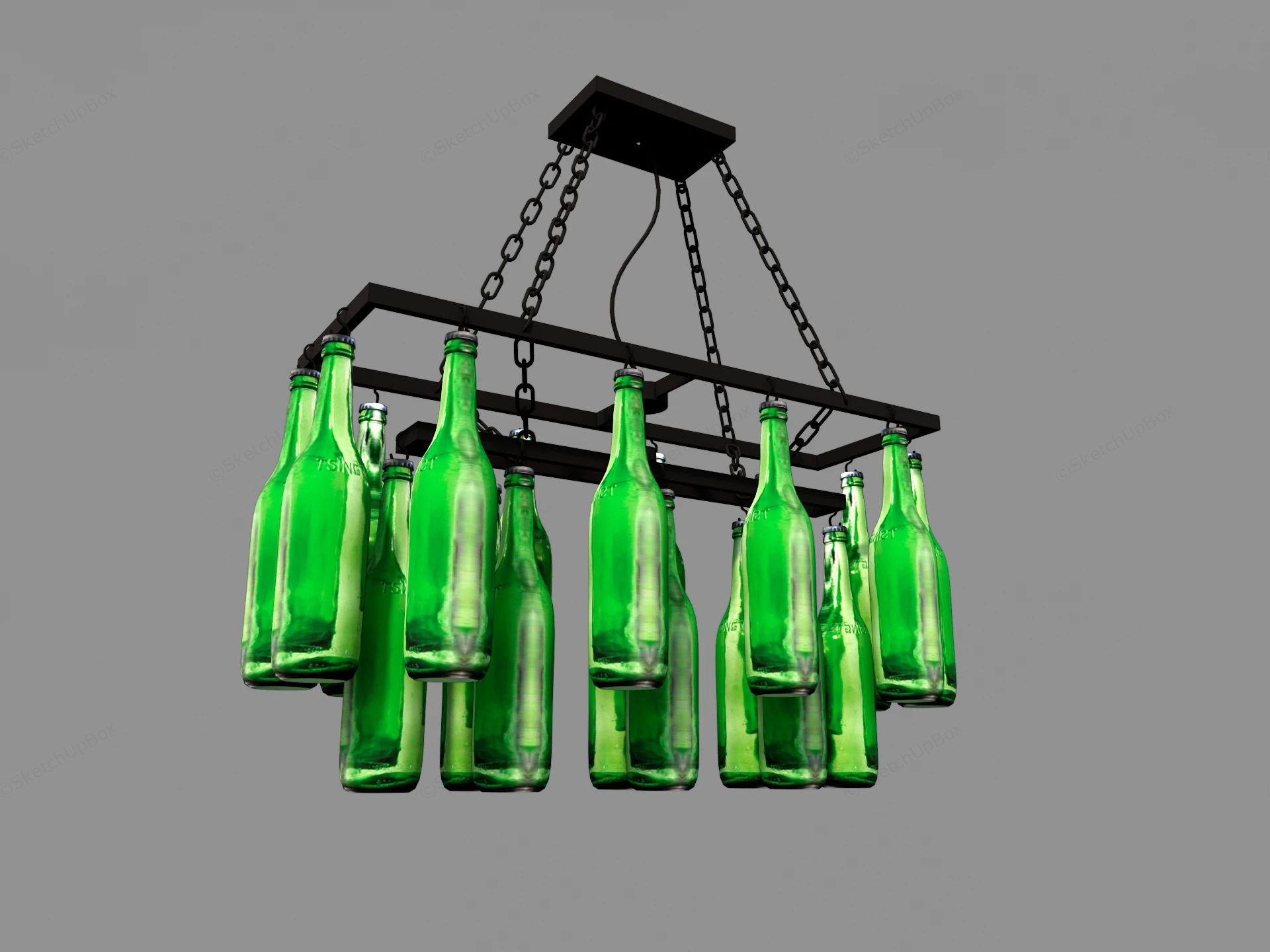 Green Beer Bottle Chandelier sketchup model preview - SketchupBox