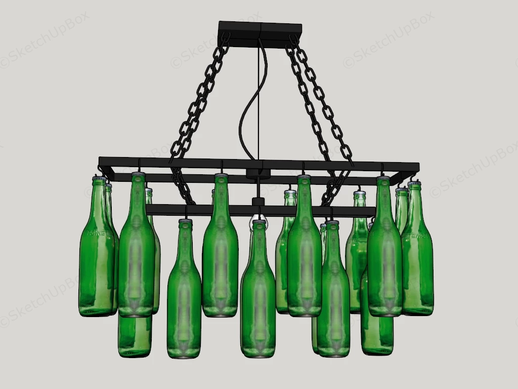 Green Beer Bottle Chandelier sketchup model preview - SketchupBox