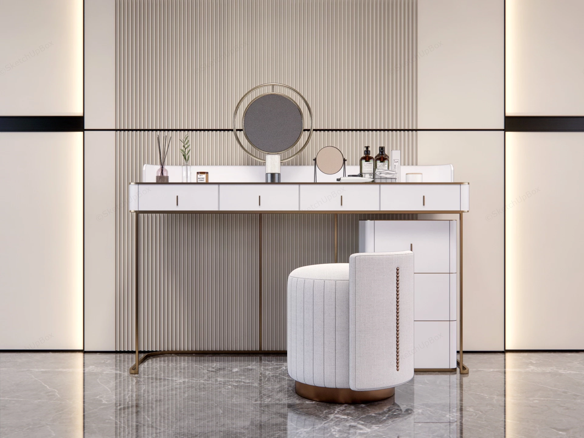 Luxury Makeup Vanity Set sketchup model preview - SketchupBox