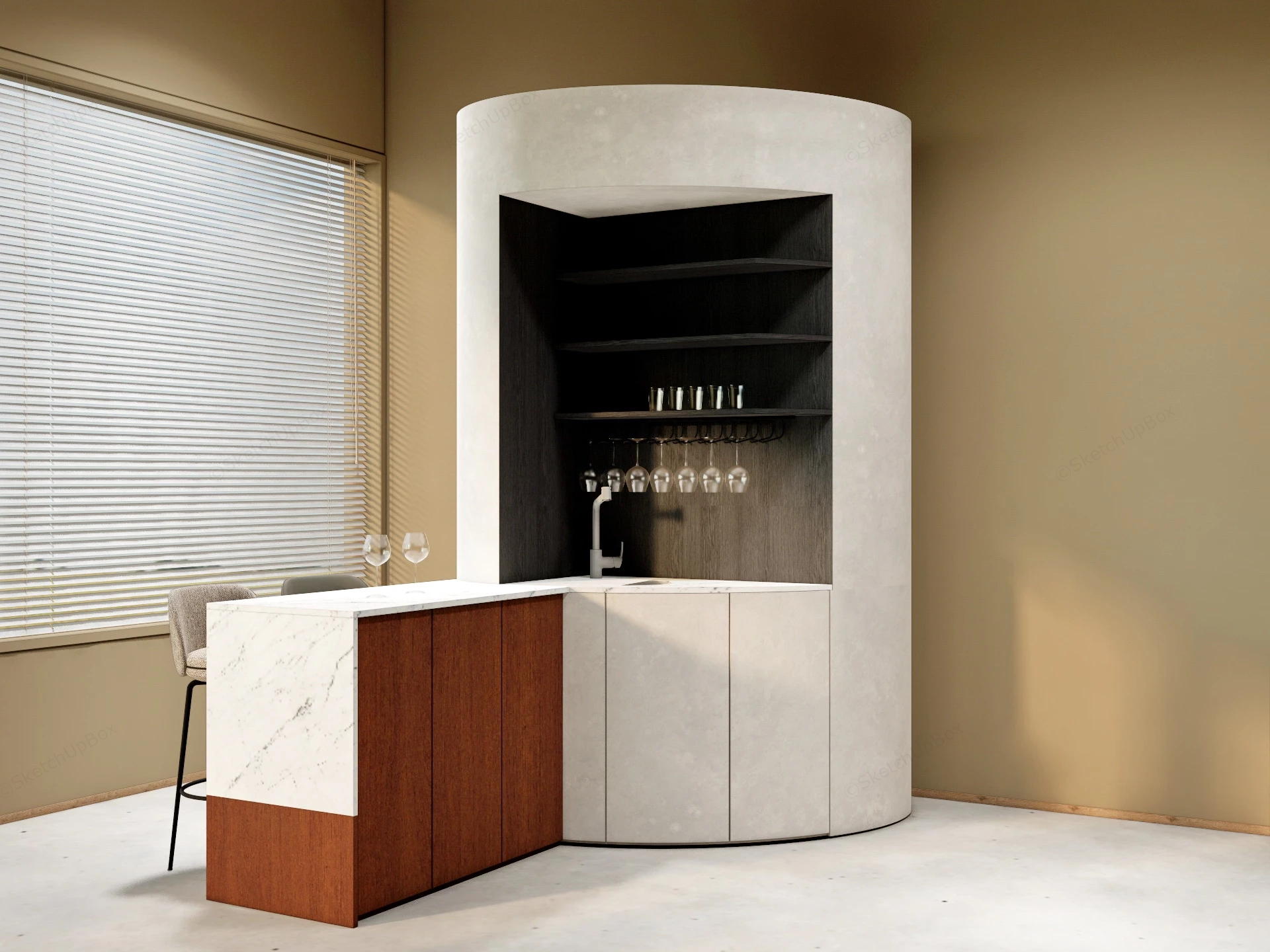 Corner Home Bar Design sketchup model preview - SketchupBox