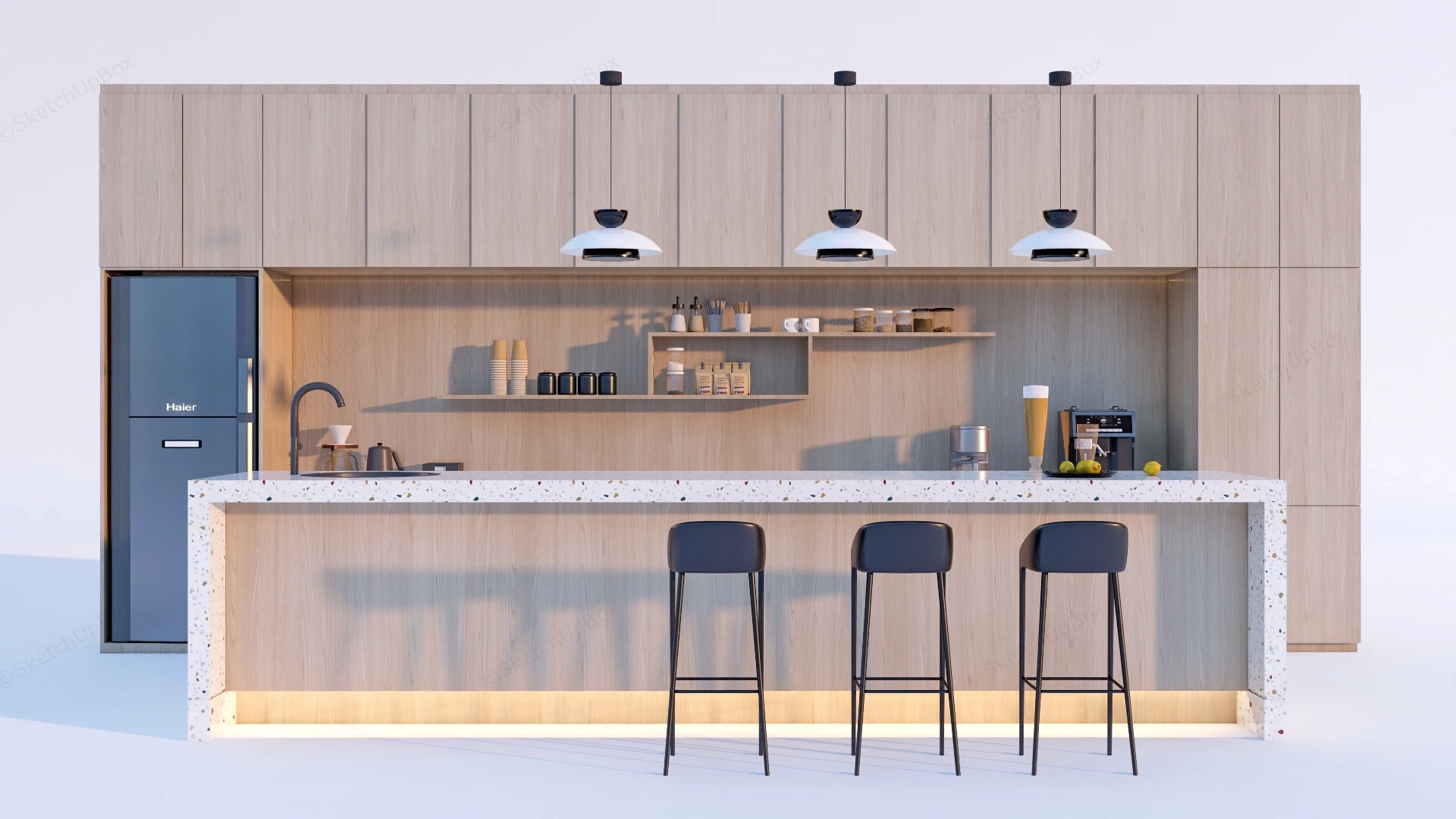 Organic Modern Home Bar Design sketchup model preview - SketchupBox