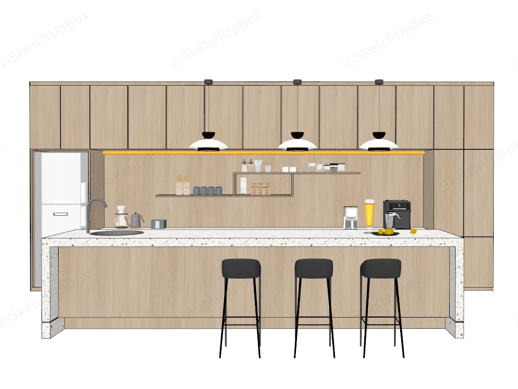 Organic Modern Home Bar Design sketchup model preview - SketchupBox