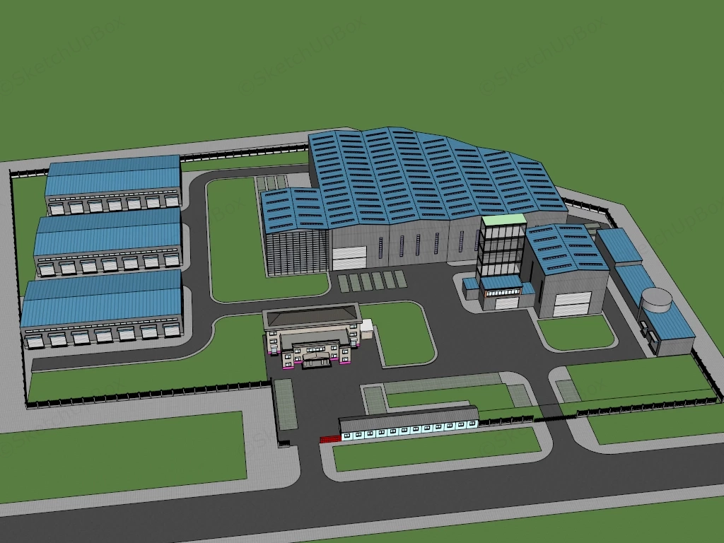 Modern Industrial Commercial Buildings sketchup model preview - SketchupBox