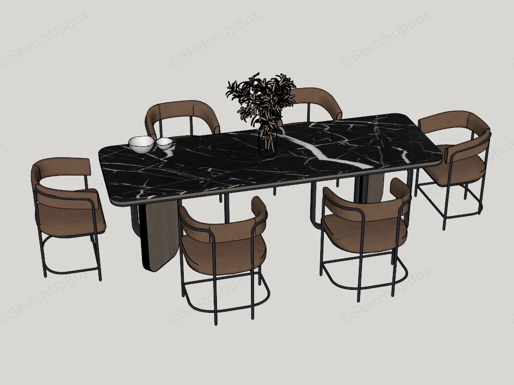 7 Piece Luxury Dining Set sketchup model preview - SketchupBox